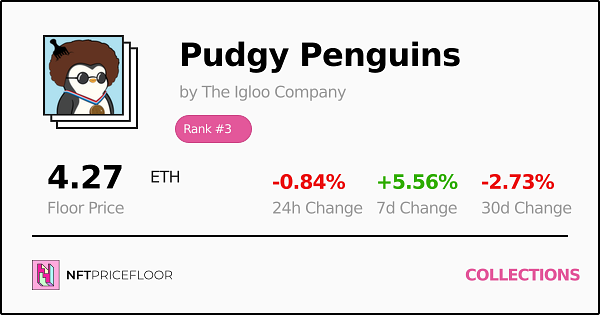 Pudgy Penguins NFT価格、チャート、統計情報